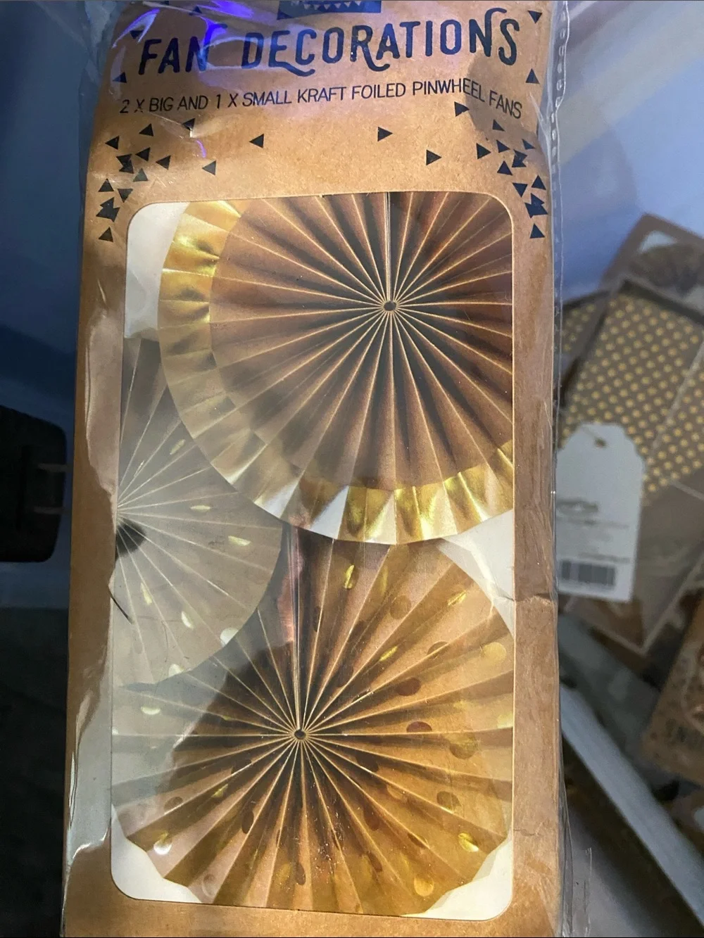 Gold Paper Party Decorations Fan Rosettes & Confetti Cones. M 237